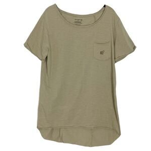 NWOT JED NORTH T-shirt Men M Cotton Spandex High Low Short Sleeve Beige